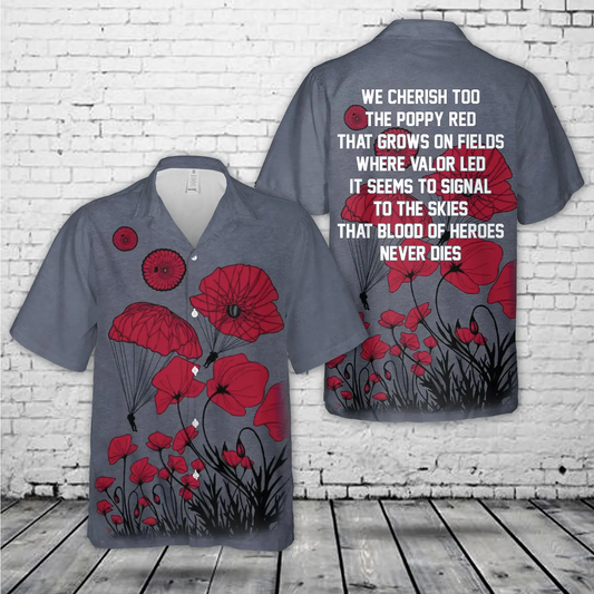 Paratrooper Poppy  Field Memorial Hawaiian Shirt