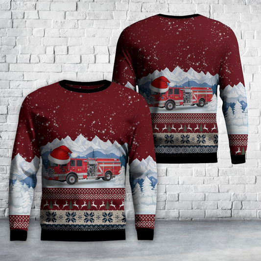 Pasadena, California, NASA Jet Propulsion Laboratory Fire Department AOP Christmas Ugly Sweater