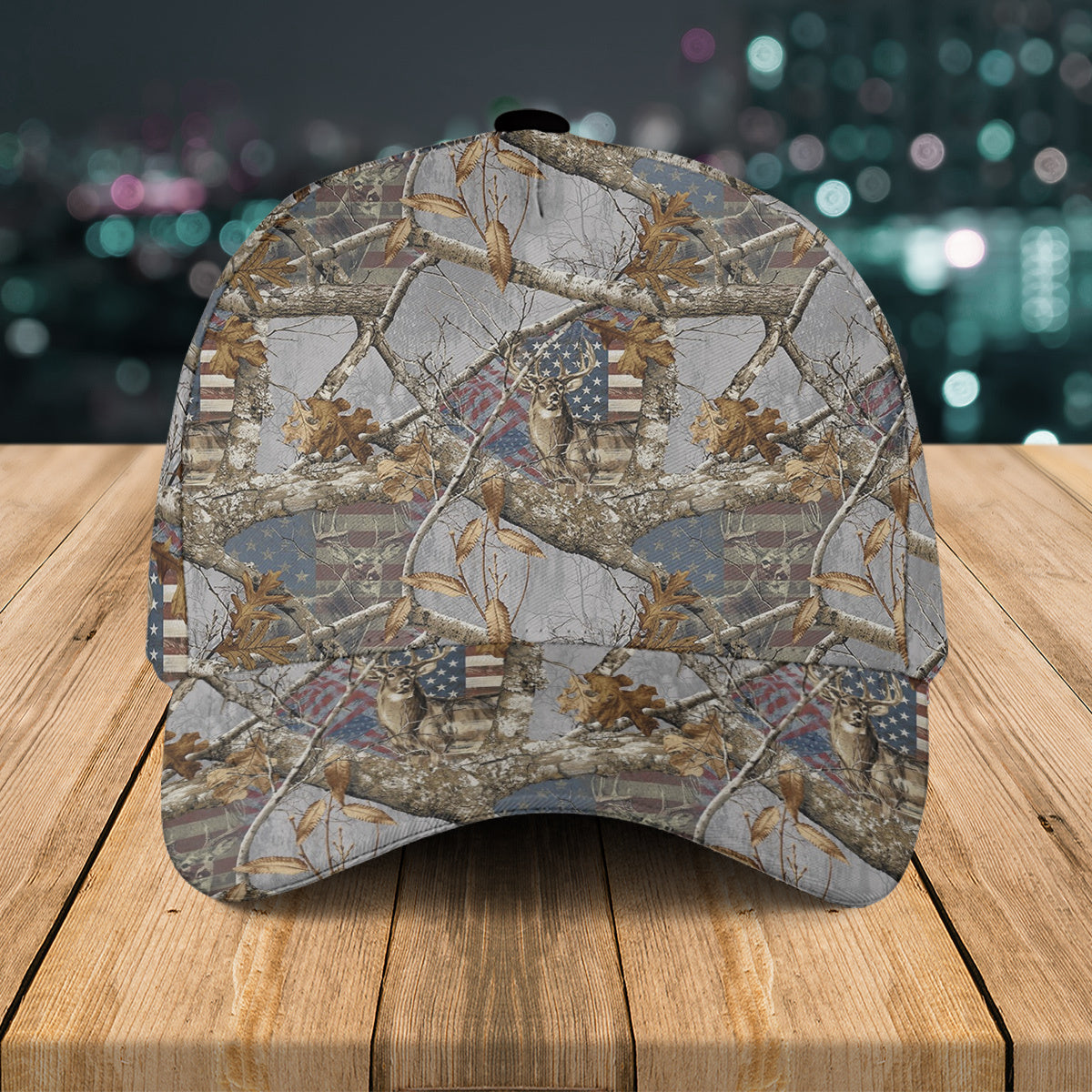 Patriotic Deer & Flag Baseball Cap