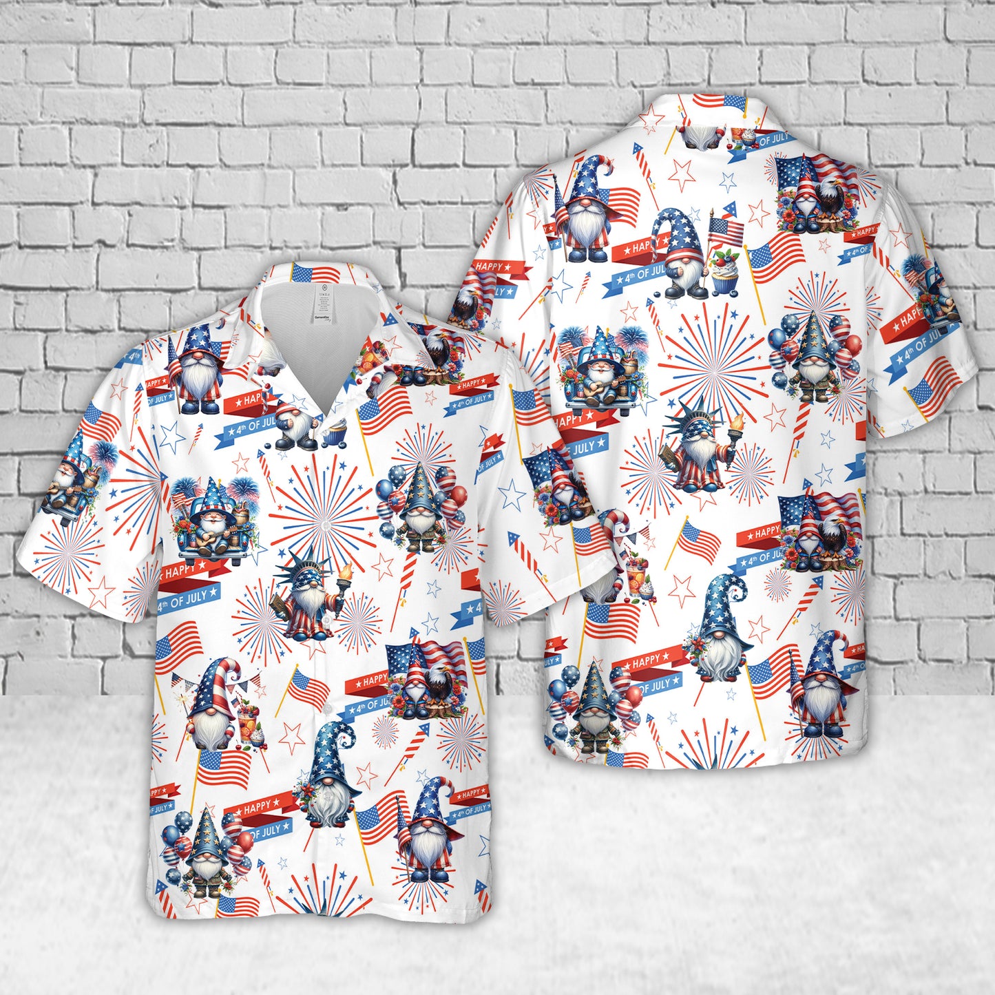 Patriotic Gnome, 4th Of July Hawaiian Shirt