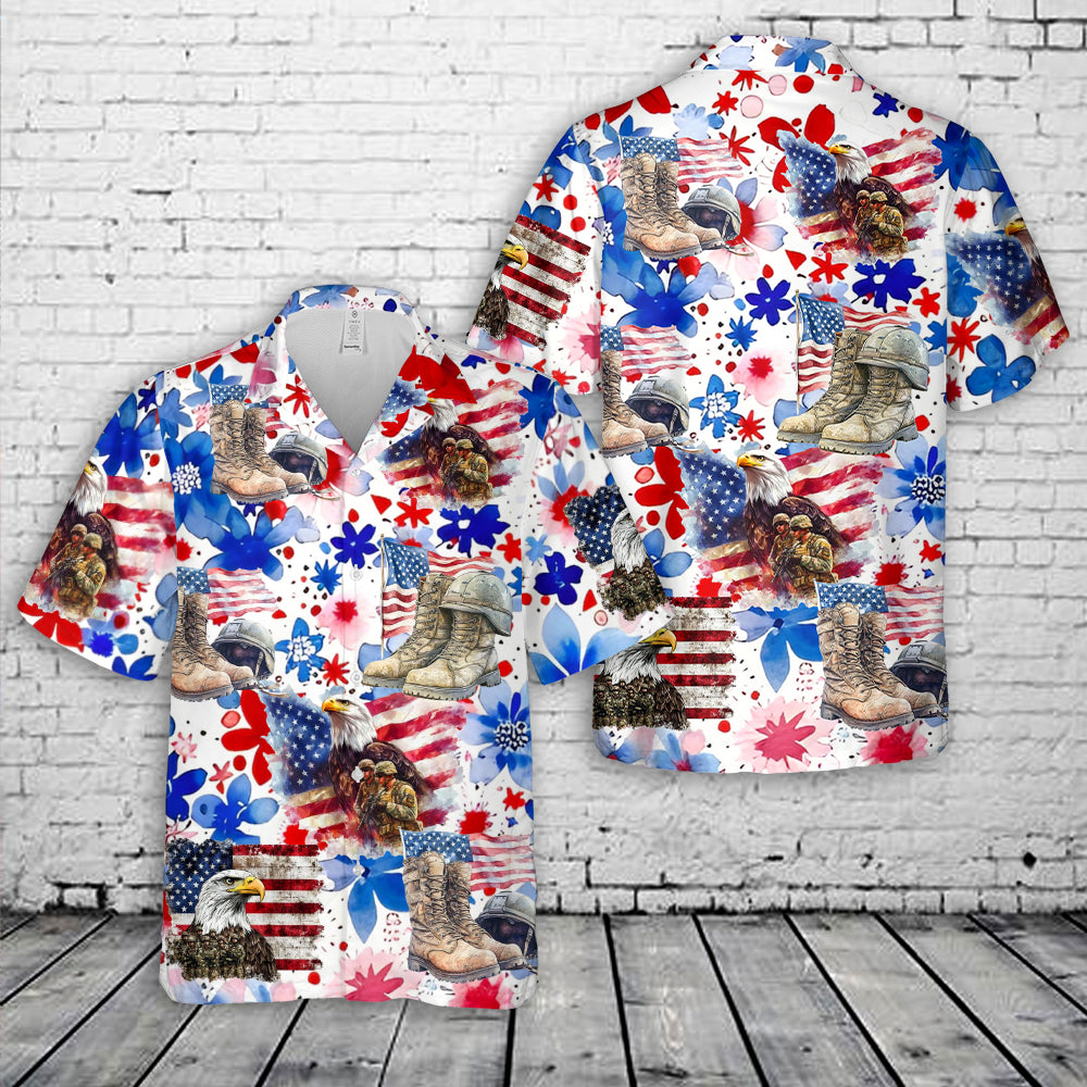 Patriotic Military American Soldier 4th Of July Hawaiian Shirt