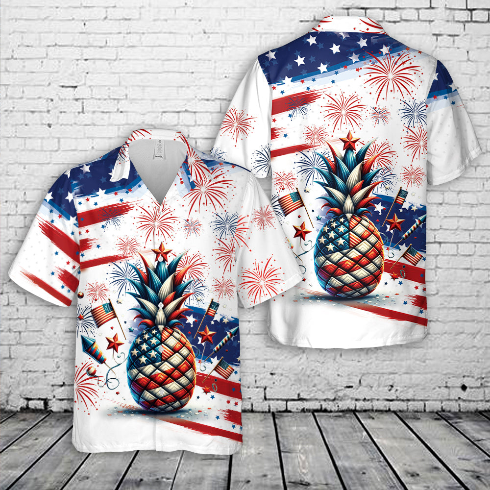 Patriotic Pineapple 4th of July Hawaiian Shirt