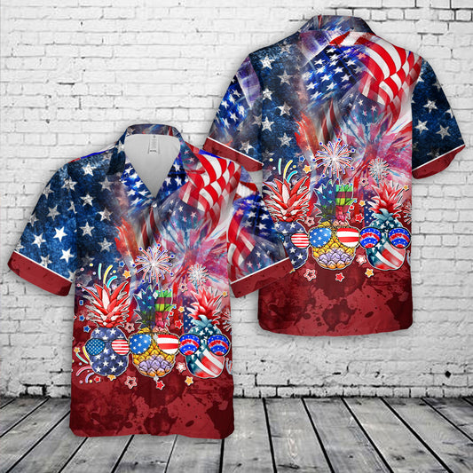 Patriotic Pineapple Sunglasses 4th Of July Hawaiian Shirt