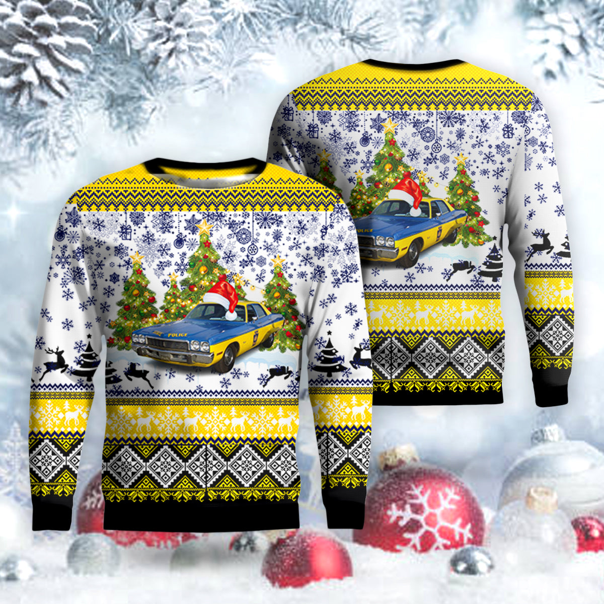 Pennsylvania State Police Plymouth Fury Christmas AOP Sweater