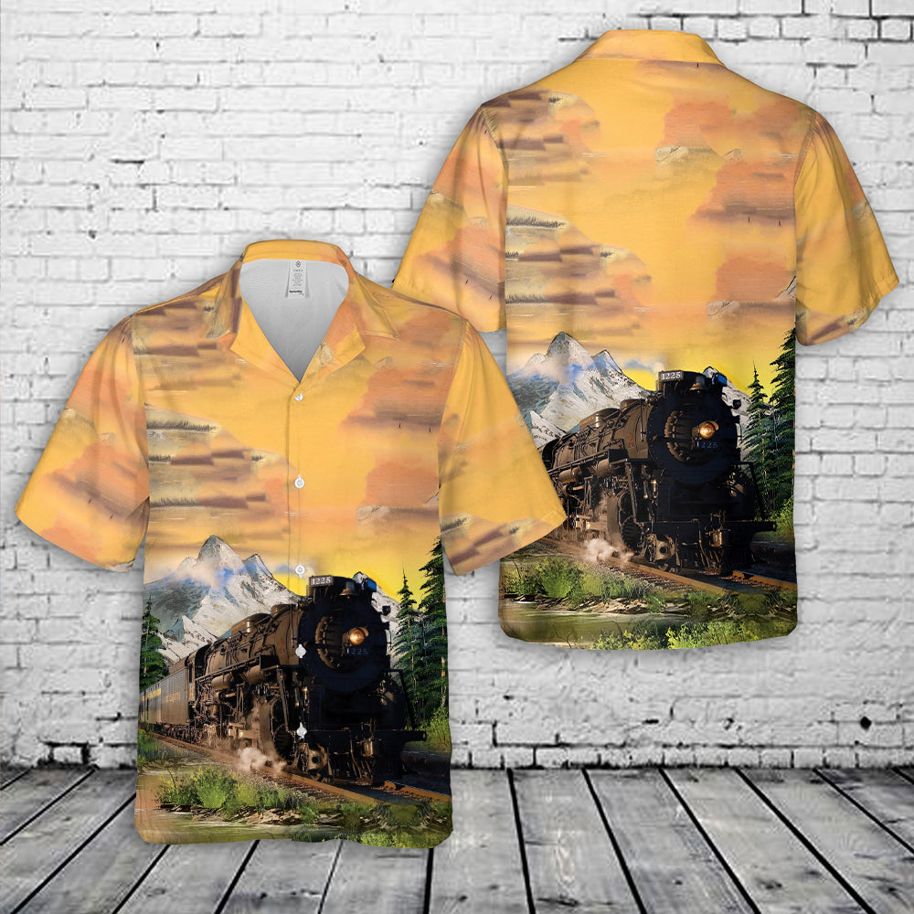 Pere Marquette 1225 Steam Train Hawaiian Shirt