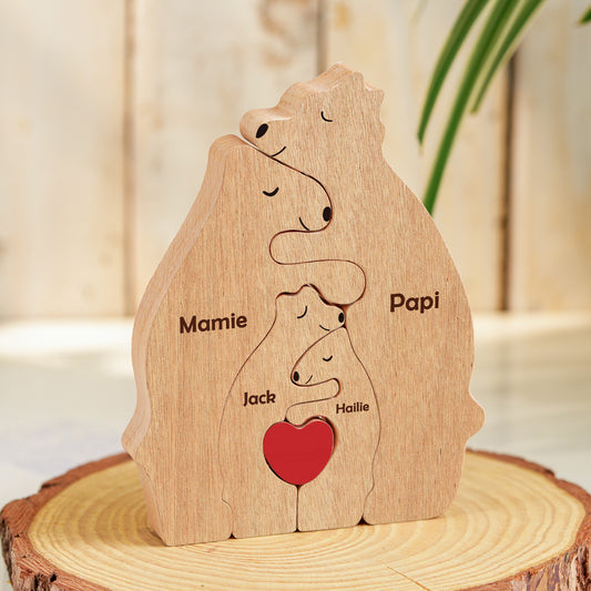 Personalized Wooden Bear Family Puzzle