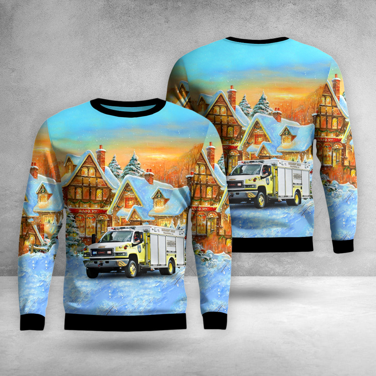Phillipsburg, New Jersey, Phillipsburg Emergency Squad Rescue Truck Christmas AOP Sweater
