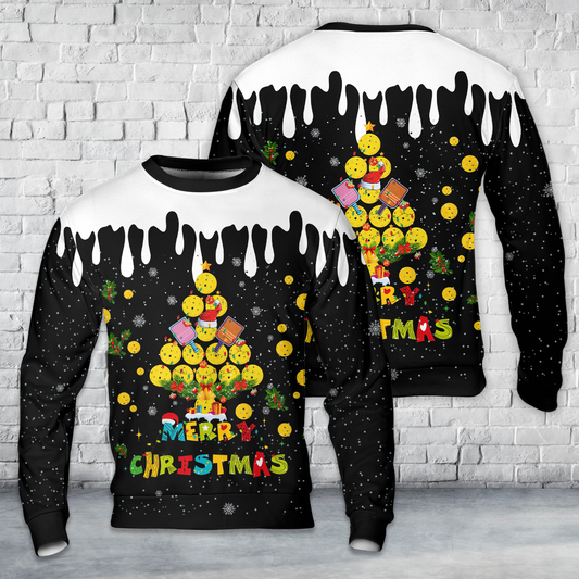 Pickleball Christmas Tree AOP Christmas Sweater