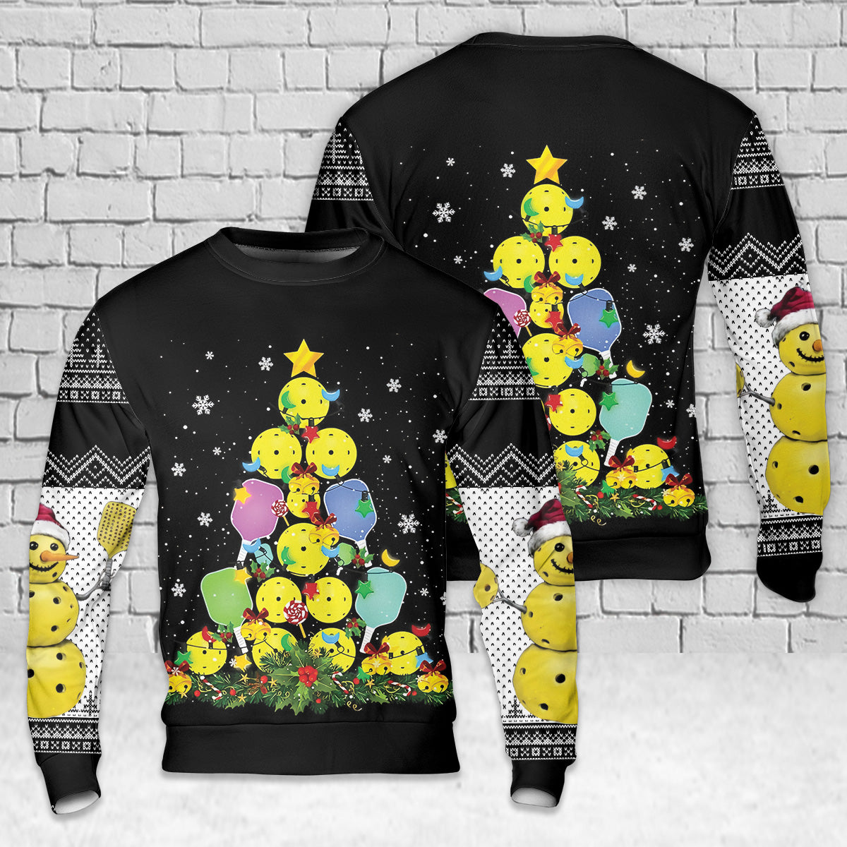 Pickleball Christmas Tree Christmas AOP Sweater