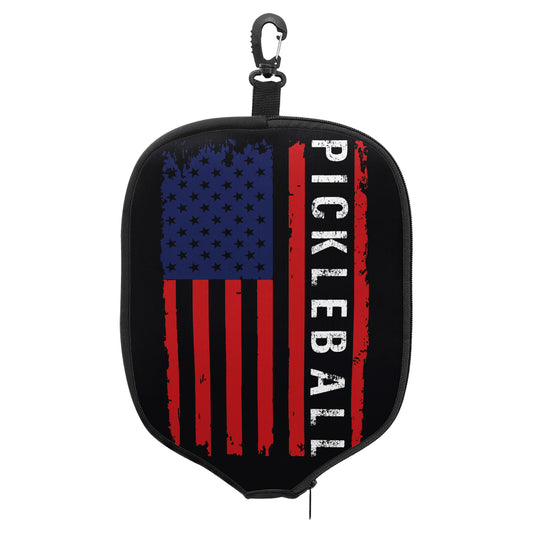 Pickleball with American Flag Pickleball Paddle Cover (Made in US)