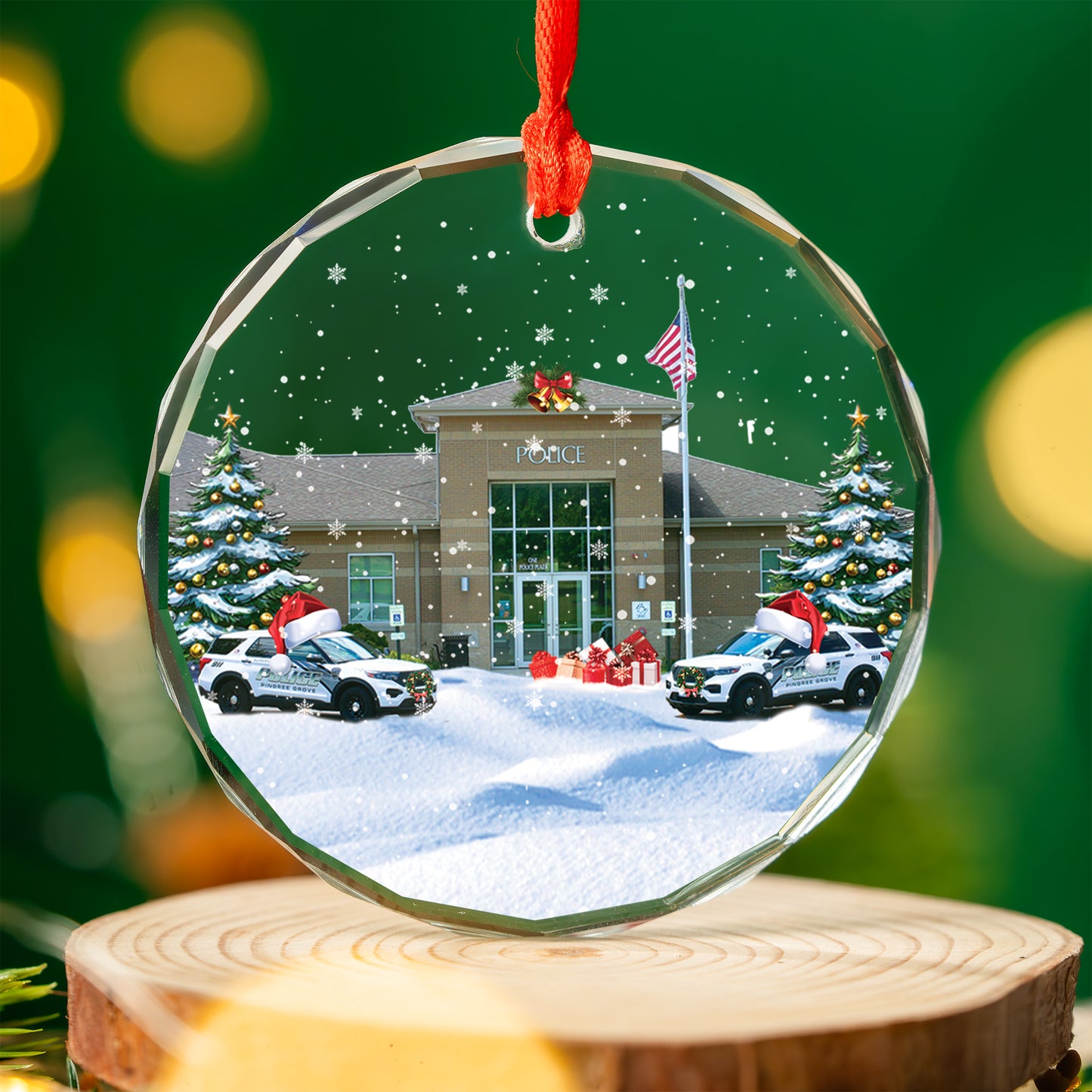 Pingree Grove Police Department, Pingree Grove, IL Christmas Glass Ornament