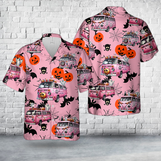 Pink Halloween Van Hawaiian Shirt