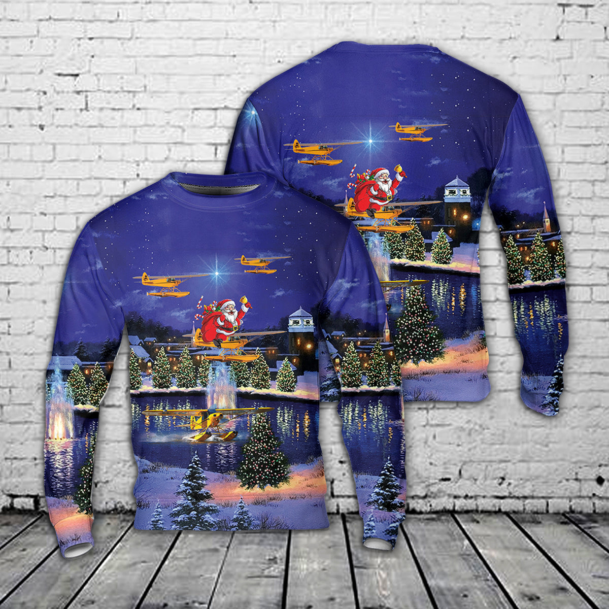 piper gear Piper Cub Floatplane Christmas AOP Sweater – Merch Gears