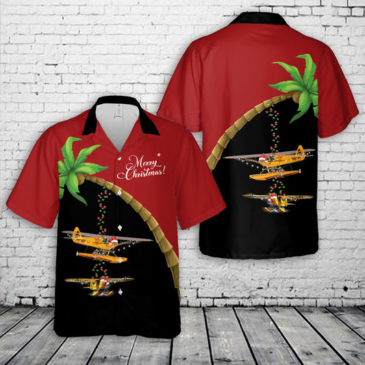 Piper Cub Floatplane Christmas Hawaiian Shirt