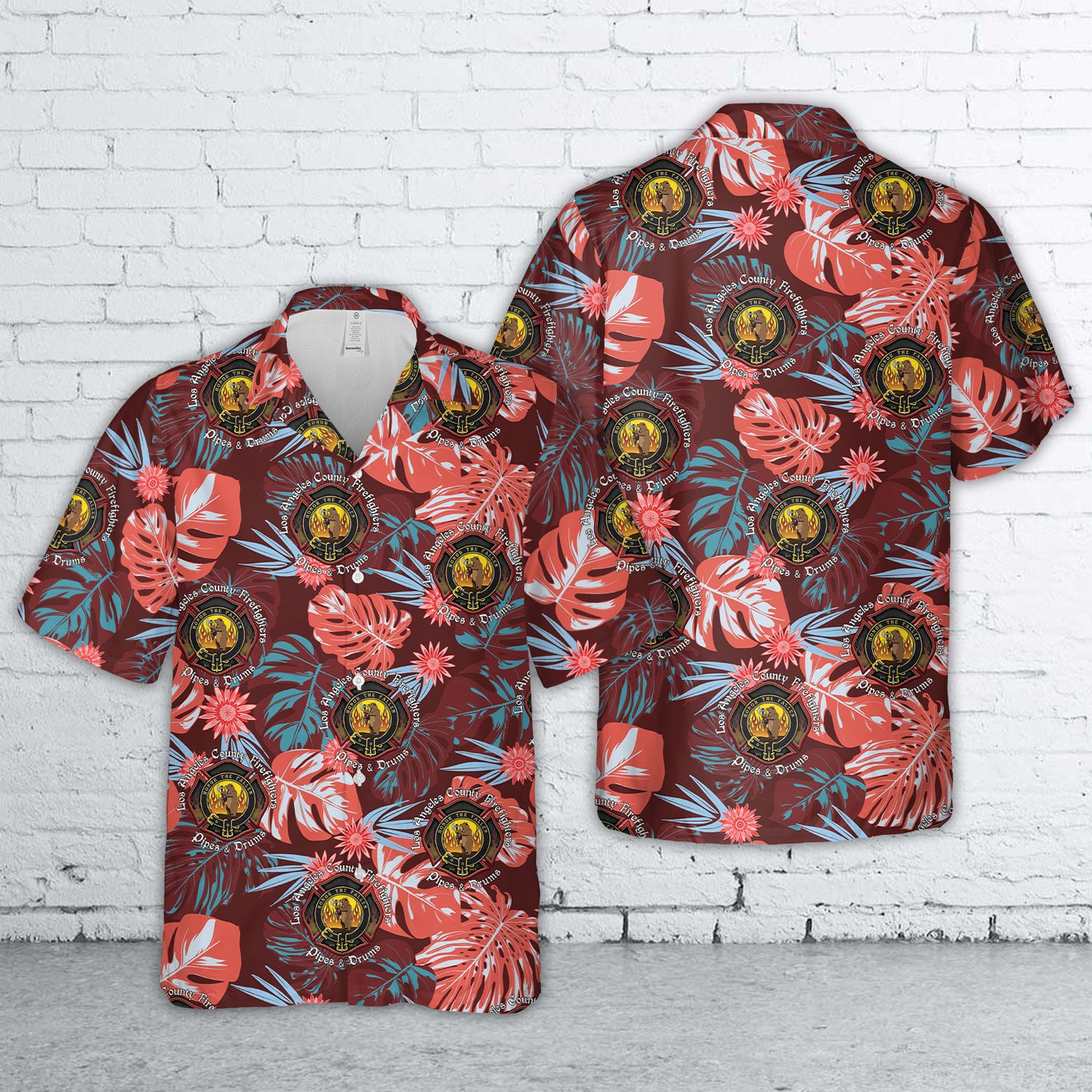 Placentia, California, Los Angeles County Firefighters Pipes and Drums Hawaiian Shirt