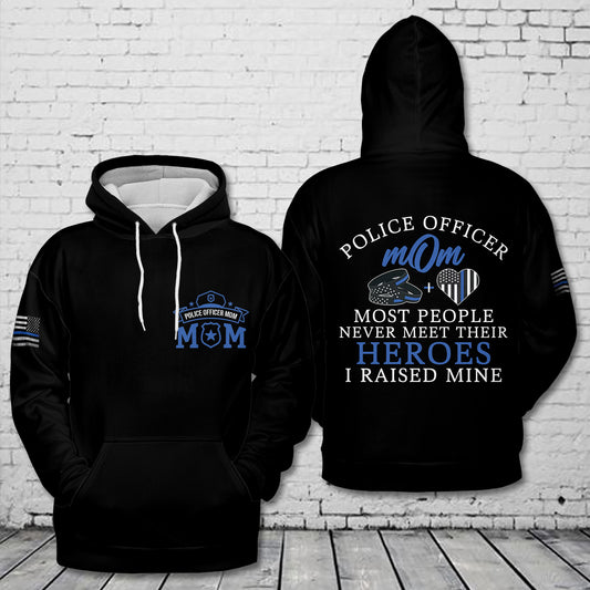 Police Officer Mom Thin Blue Line 3D Hoodie