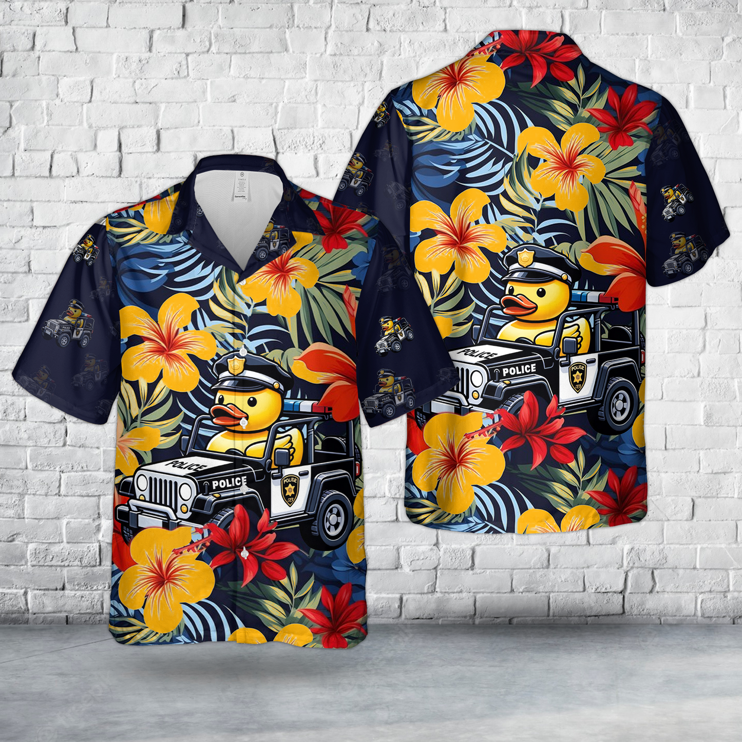 Police Officer Rubber Ducky Riding American Off-Road Hawaiian Shirt