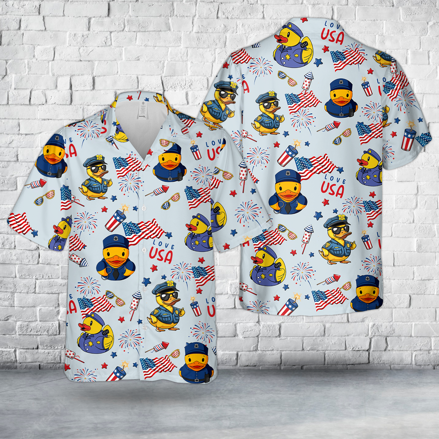 Police Rubber Duck, 4th Of July Hawaiian Shirt