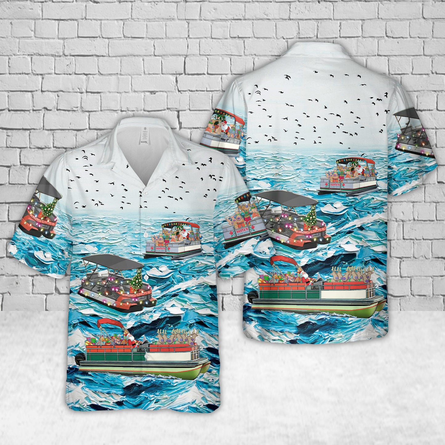 Pontoon Santa Christmas Hawaiian Shirt