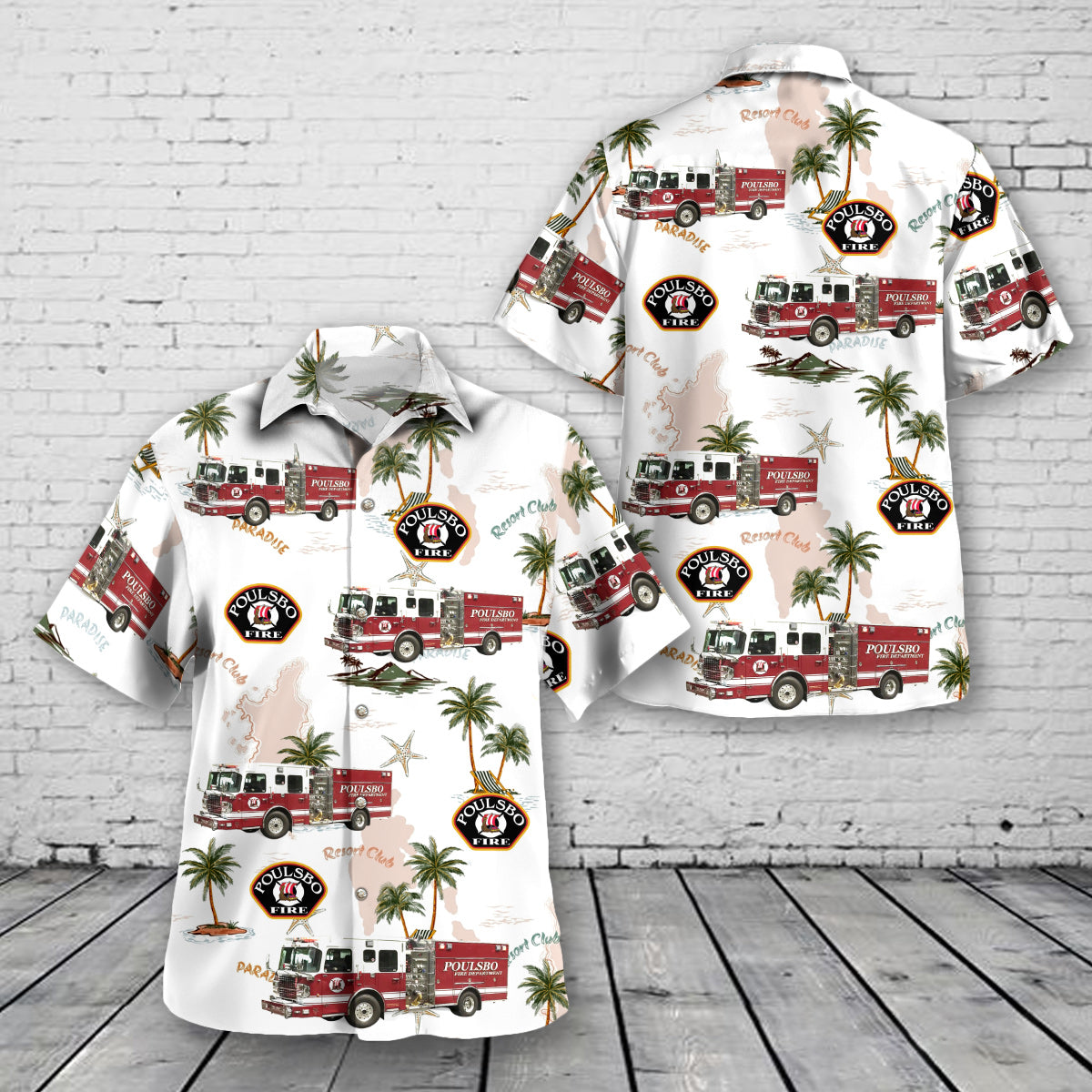 Poulsbo, Washington, Poulsbo Fire Department Engine 71 Hawaiian Shirt