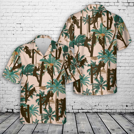 Power Lineman silhouette Hawaiian Shirt