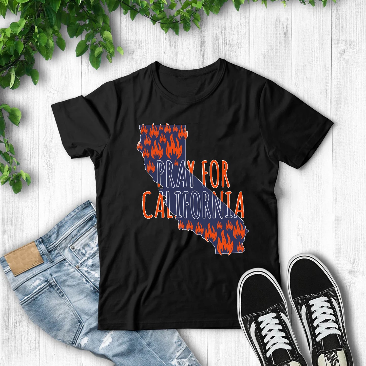 Pray For California 2 Classic Unisex T-Shirt Gildan 5000 (Made In US)