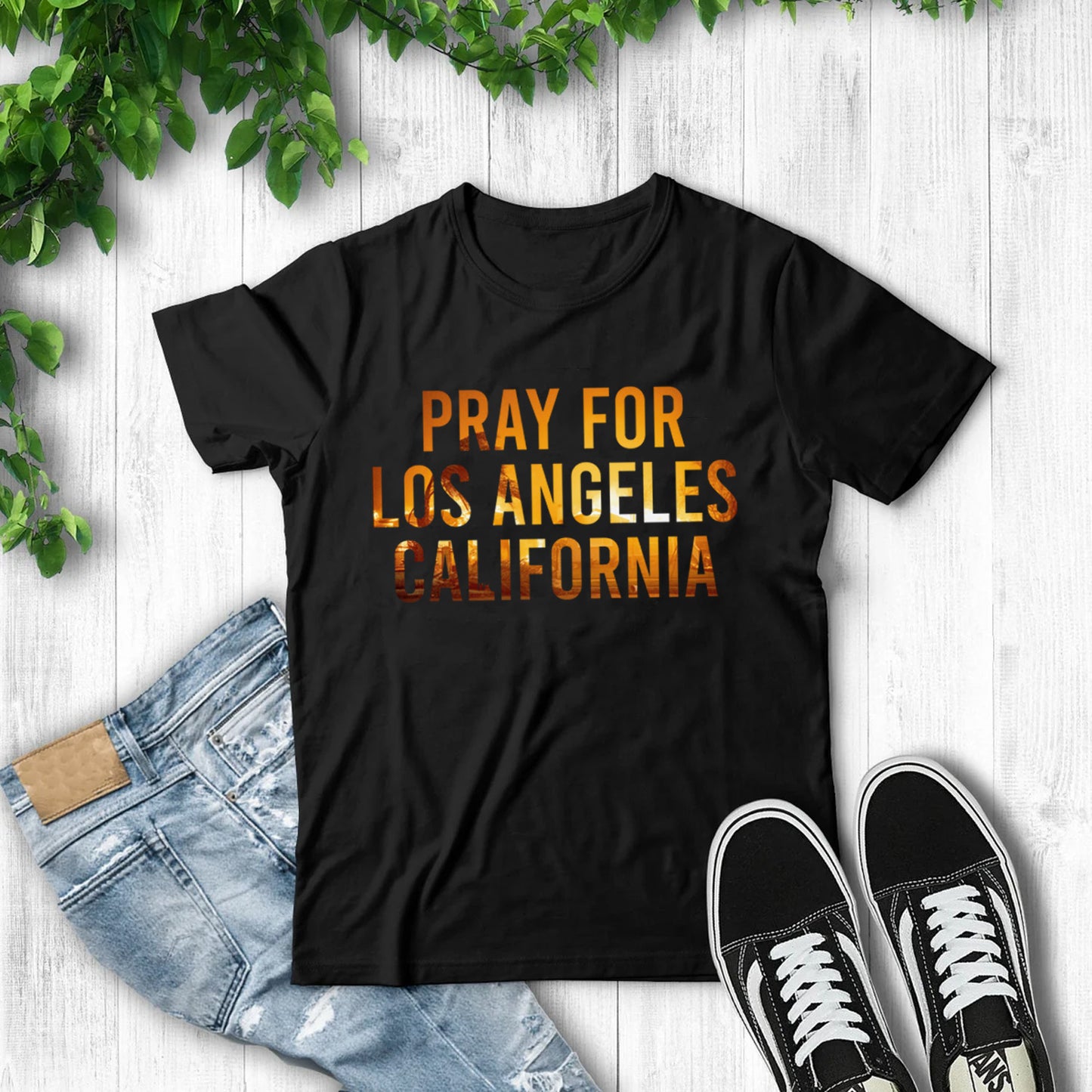 Pray For Los Angeles California 4 Classic Unisex T-Shirt Gildan 5000 (Made In US)