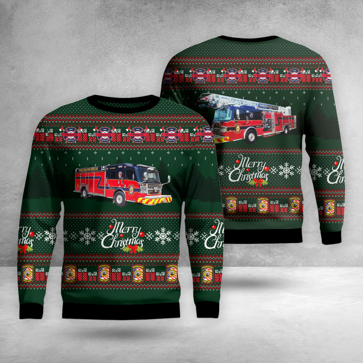 Princeton, Texas, Princeton Fire Department Christmas AOP Ugly Sweater
