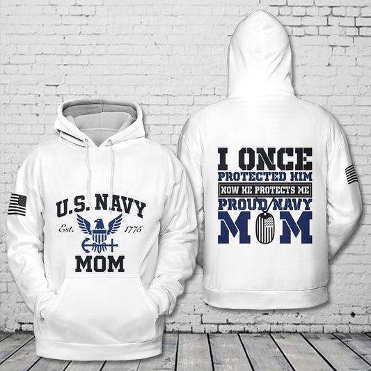 Proud Navy Mom 3D Hoodie