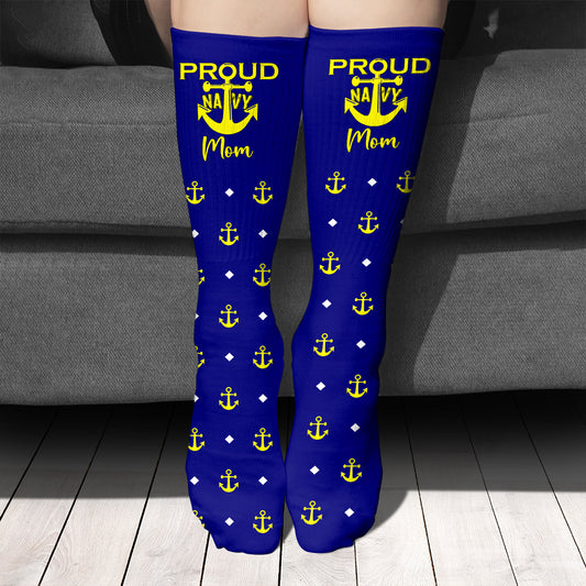 Proud Navy Mom AOP Socks