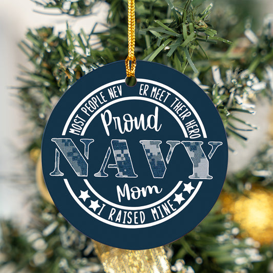 Proud Navy Mom Ceramic Ornament