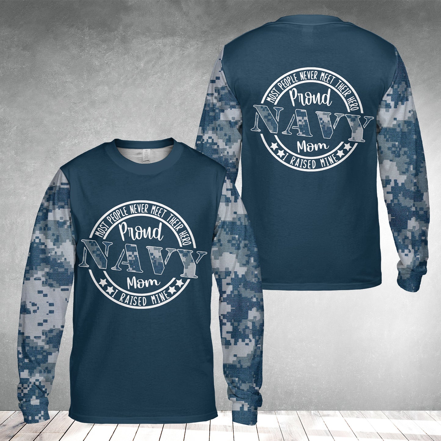 Proud Navy Mom AOP Long Sleeve Shirt