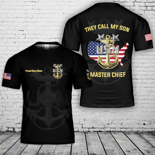 Proud Navy Mom US Navy Master Chief T-Shirt 3D