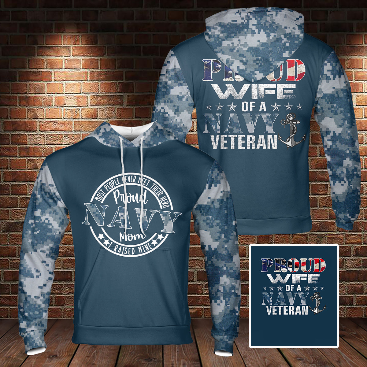 Proud Wife Of A Navy Veteran 3D Hoodie