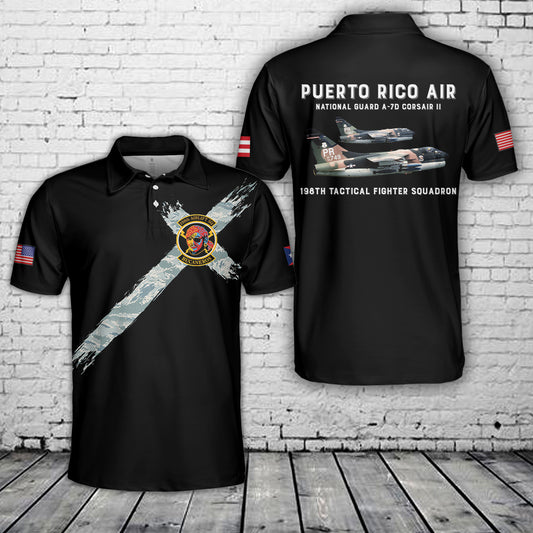 Puerto Rico Air National Guard A-7D Corsair II 198th Tactical Fighter Squadron Polo Shirt