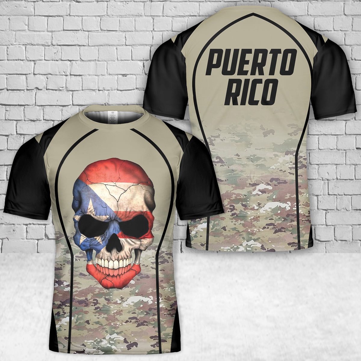 Puerto Rico Flag Skull T-Shirt 3D