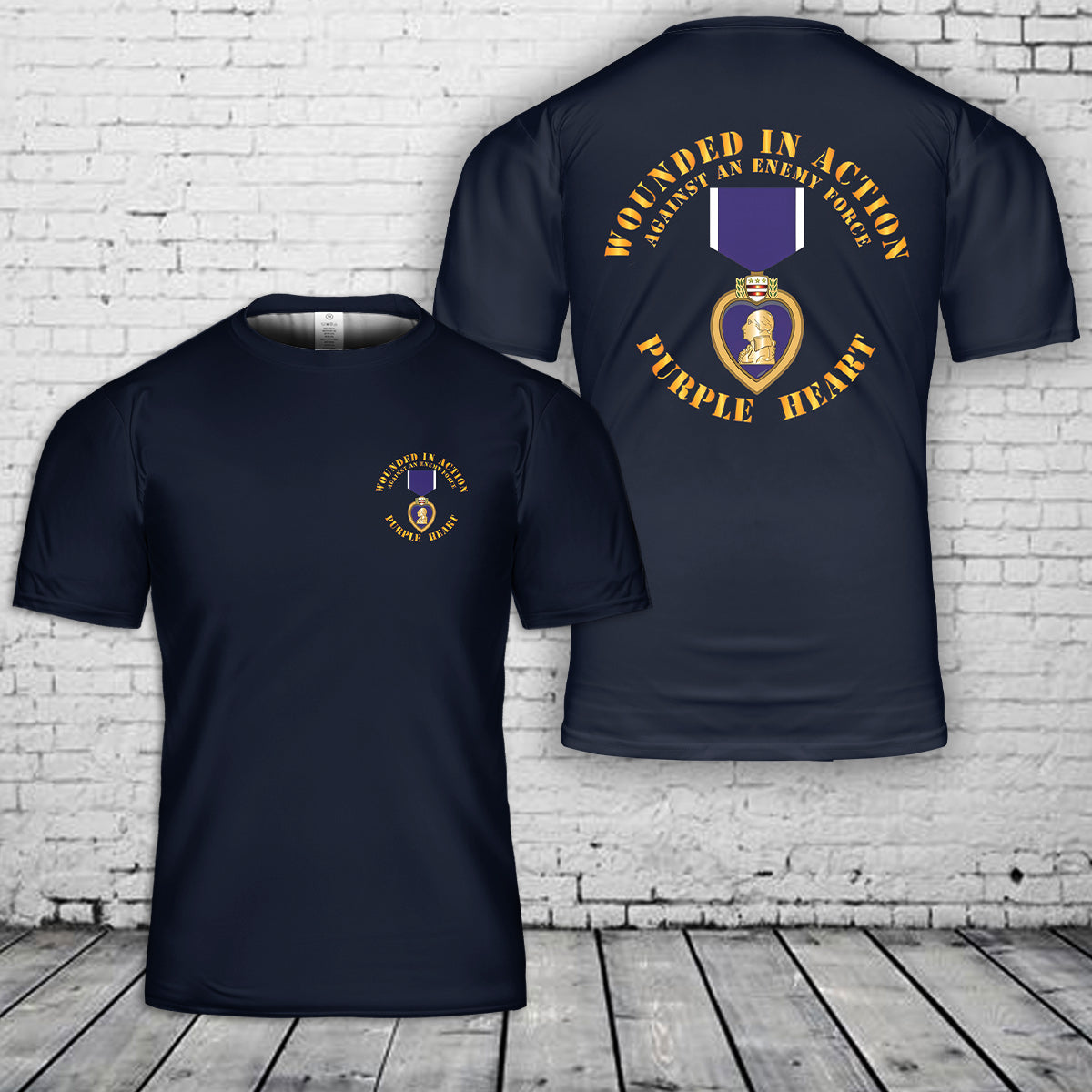 Purple Heart Wounded in Action 3D T-Shirt
