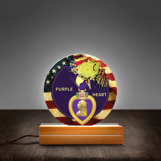 Purple Heart, Combat Wounded Custom Shape Photo Night Light
