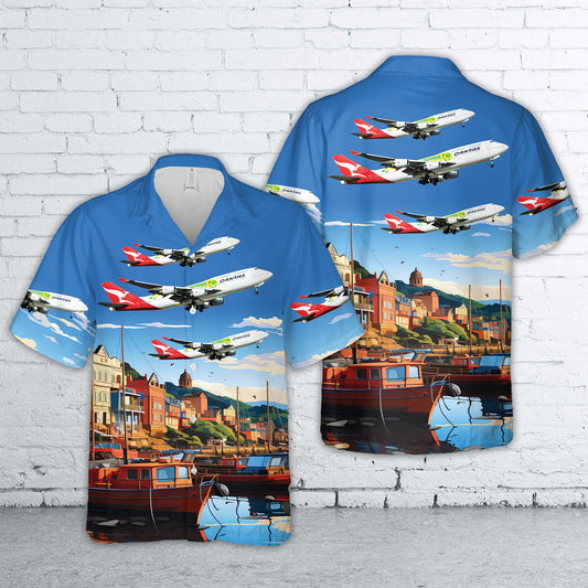 Qantas Airways, Hamilton Island, Socceroos, Boeing 747-438 VH-OJS Hawaiian Shirt