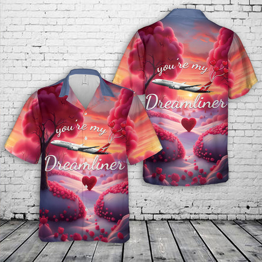 Qantas Boeing 787-9 Dreamliner You're My Dreamliner Valentine Hawaiian Shirt