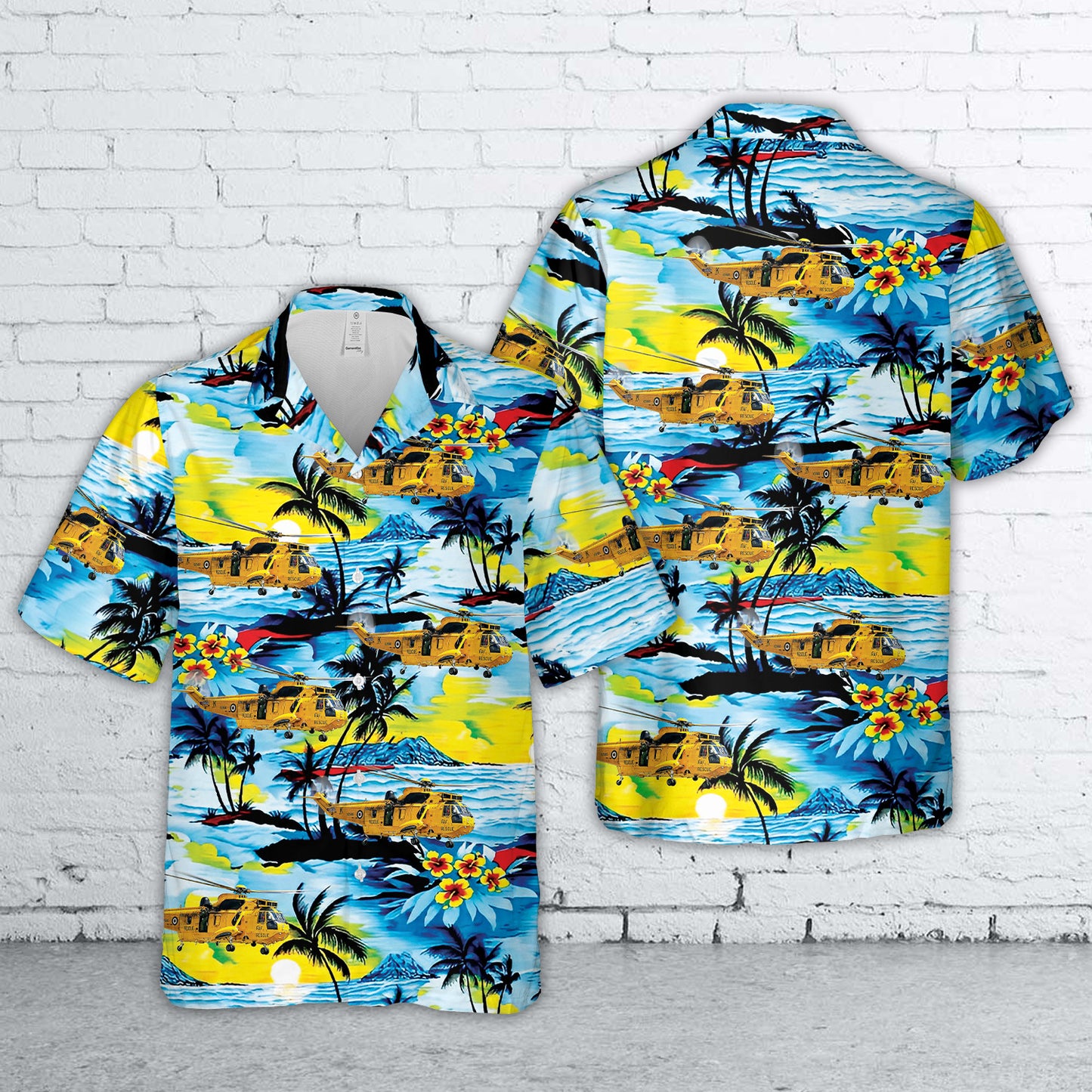 RAF Historical Yellow Sea King Search And Rescue Hawaiian Shirt