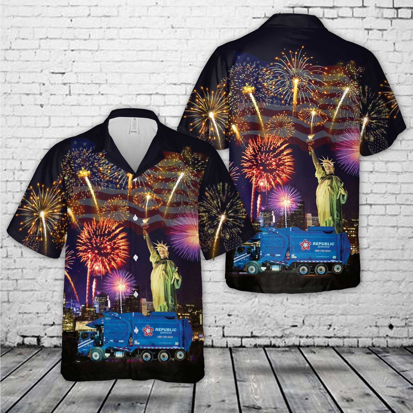 REPUBLIC SERVICES TRUCK 8812, 4th Of July Hawaiian Shirt