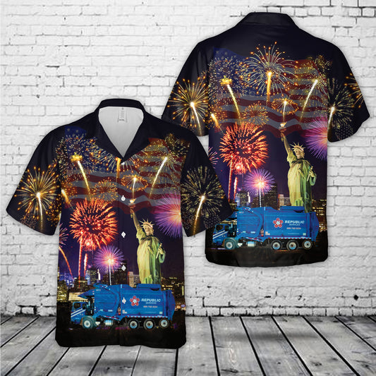 REPUBLIC SERVICES TRUCK 8812, 4th Of July Hawaiian Shirt