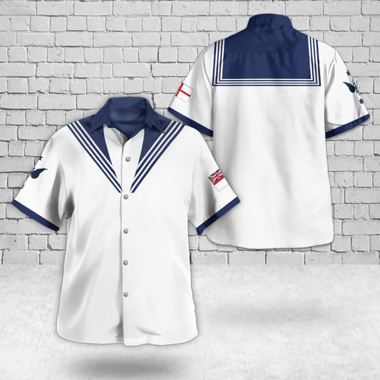 Royal Navy Submarine Service Uniform White Tropical Version Hawaiian Shirt