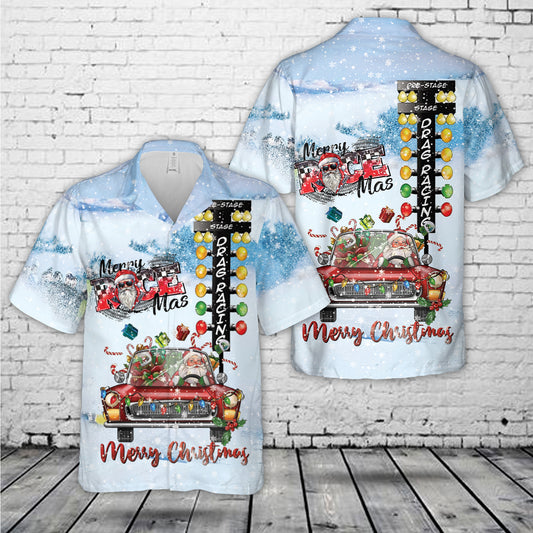Racing Car Santa Claus Christmas Hawaiian Shirt