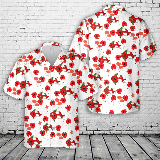 Red Poppy England Flag Badges Lest We Forget Remembrance Day Veteran Solider Hawaiian Shirt