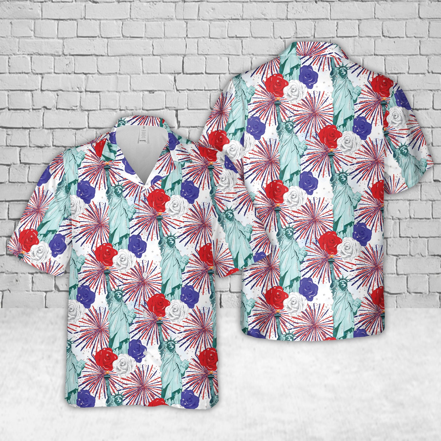 Red White And Blue, 4th Of July Statue Of Liberty Hawaiian Shirt