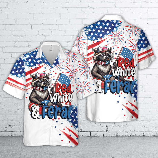 Red White And Feral, 4th Of July Hawaiian Shirt