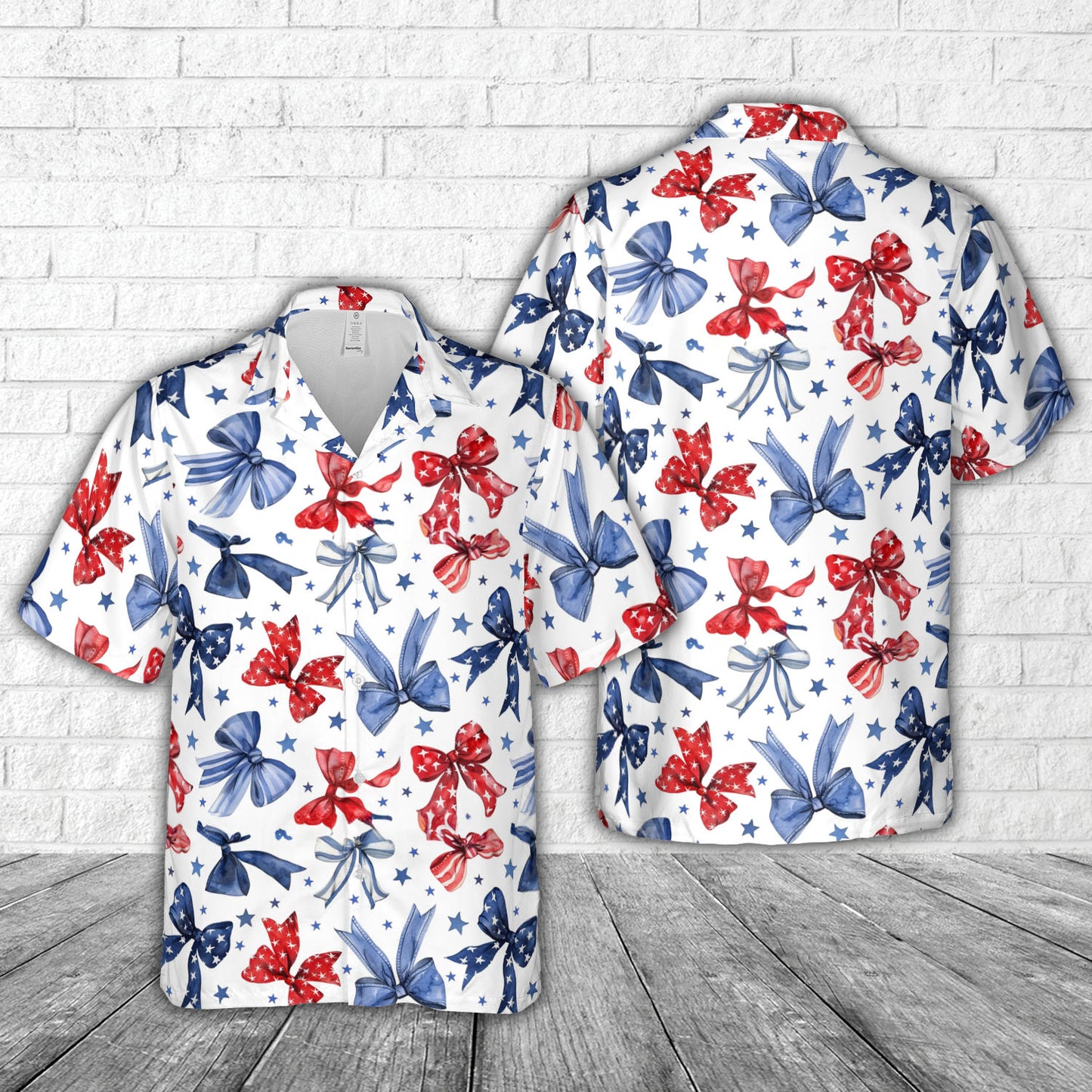 Red White & Blue Bows 4th Of July Hawaiian Shirt