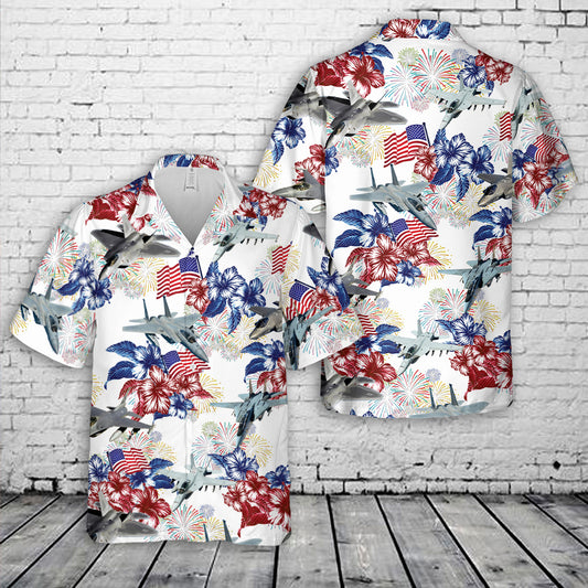 Red White & Blue fighter jets 4th of July Hawaiian Shirt
